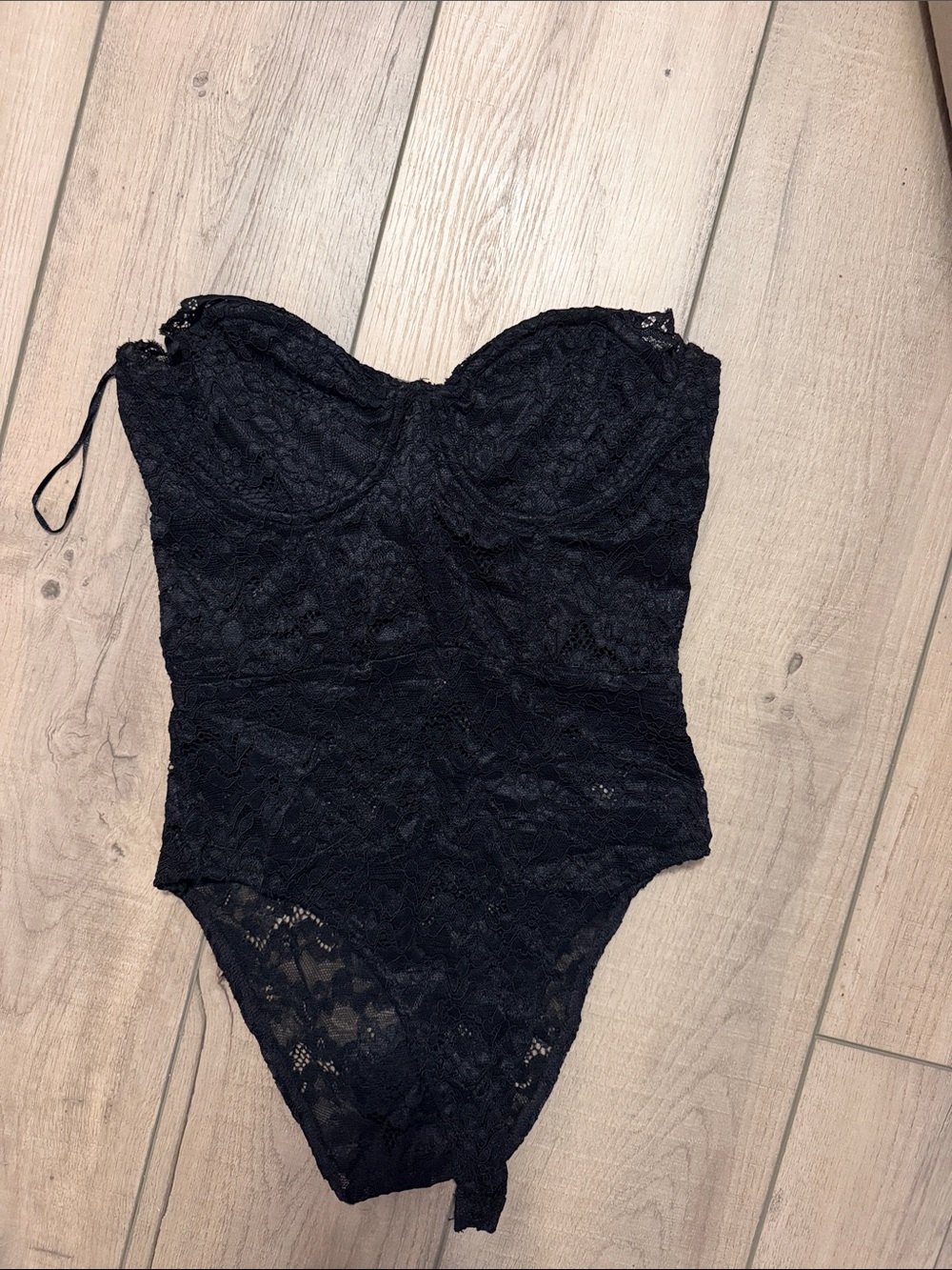 Zara Black Lace Strapless Bodysuit